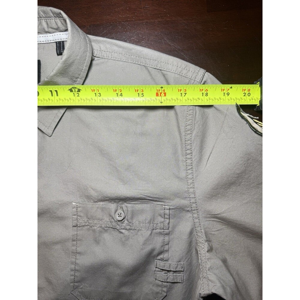 iJeans by Buffalo Shirt Mens Gray Green Army Button Up Convertible Long Sleeve L - Picture 11 of 13